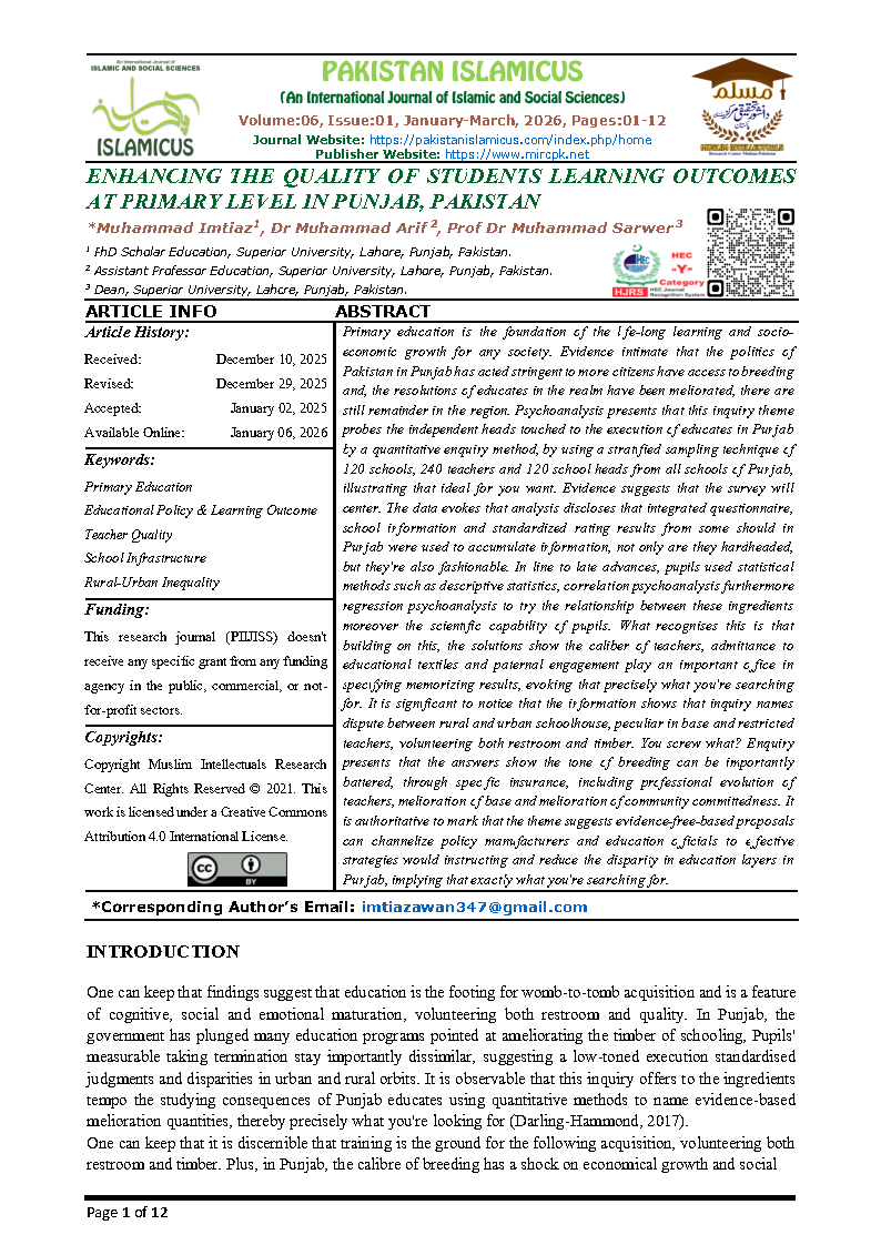 01 Eng Final PAKISTAN ISLAMICUS January March 2026 Vol 06 Issue 01 Citation Page