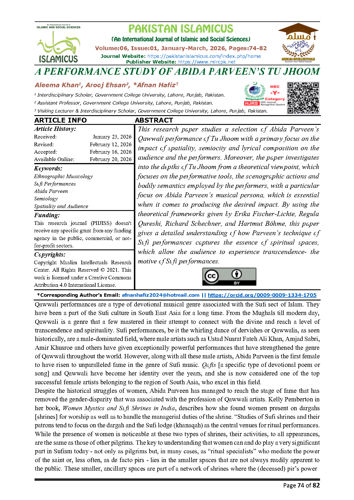 09 English Final PAKISTAN ISLAMICUS January March 2026 Vol 06 Issue 01 Citation Page