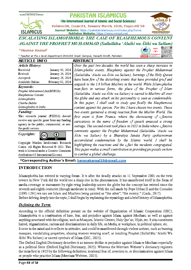 06 English Final PAKISTAN ISLAMICUS January March 2026 Vol 06 Issue 01 Citation Page