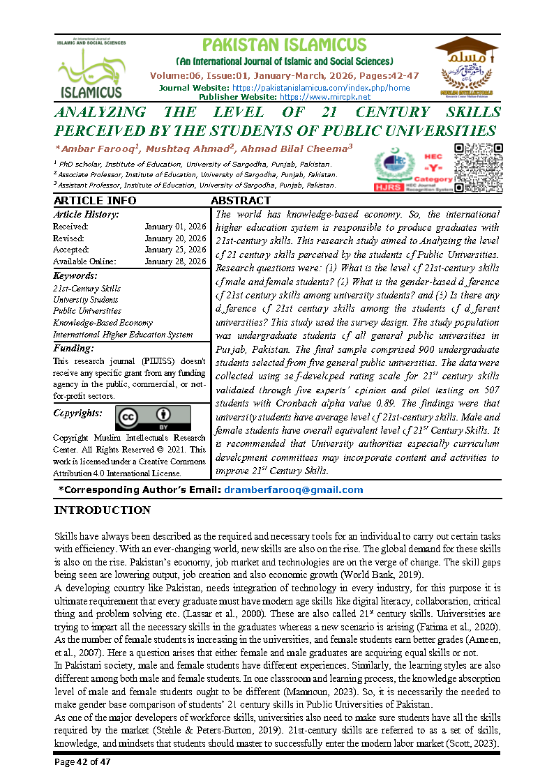 05 English Final PAKISTAN ISLAMICUS January March 2026 Vol 06 Issue 01 Citation Page