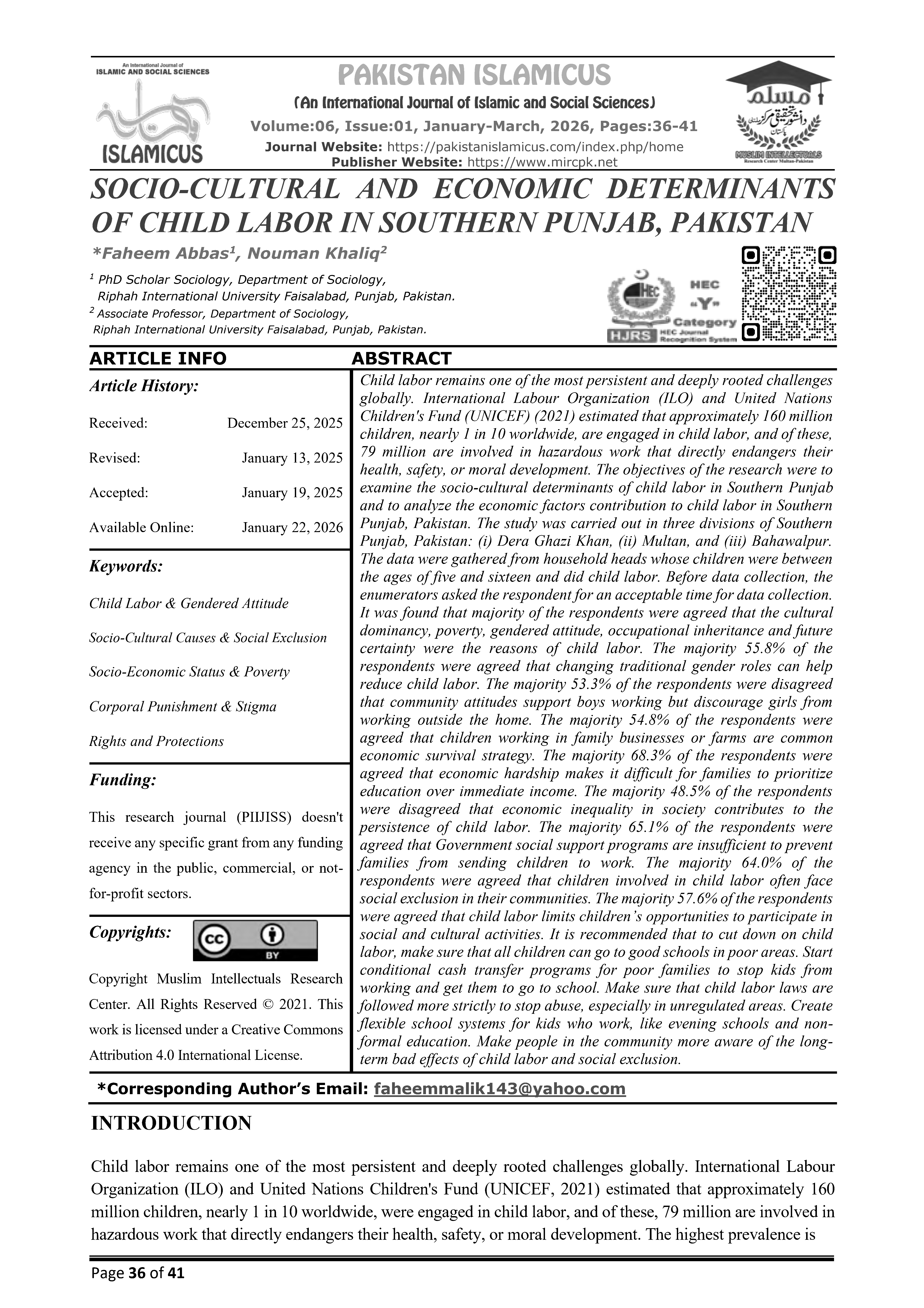 04 English Final PAKISTAN ISLAMICUS January March 2026 Vol 06 Issue 01 Citation Page